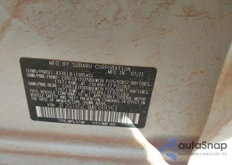 2021 Subaru Crosstrek Sport from USA, damaged, VIN JF2GTHSC3MH389253